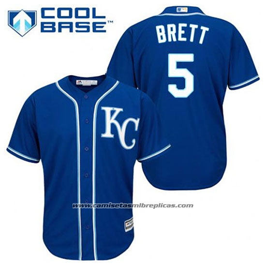 Camiseta Beisbol Hombre Kansas City Royals George Brett 5 Azul Alterno Cool Base